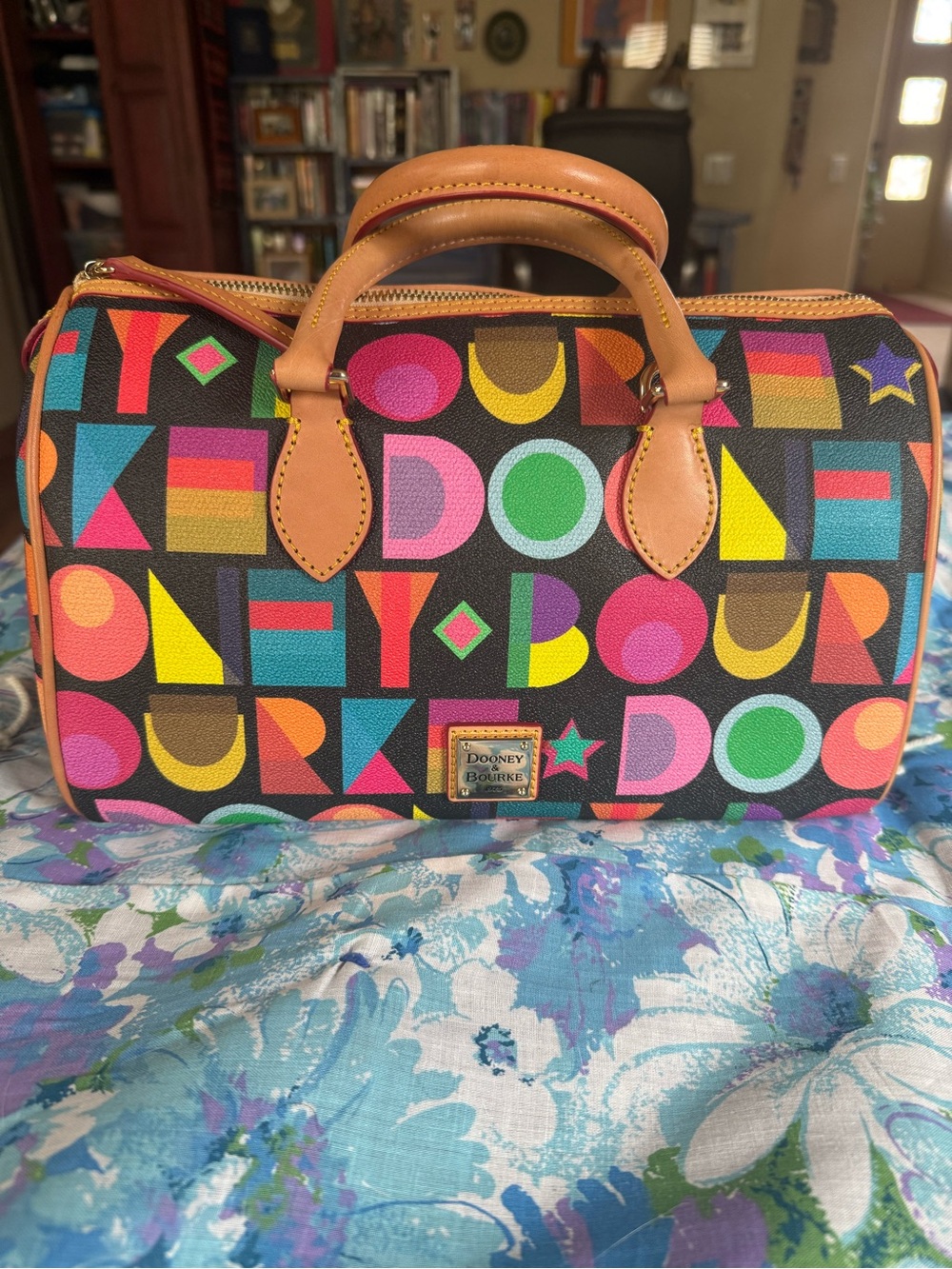 Dooney & Bourke Multicolor Graphic Mini Satchel - Black with Tan Trim